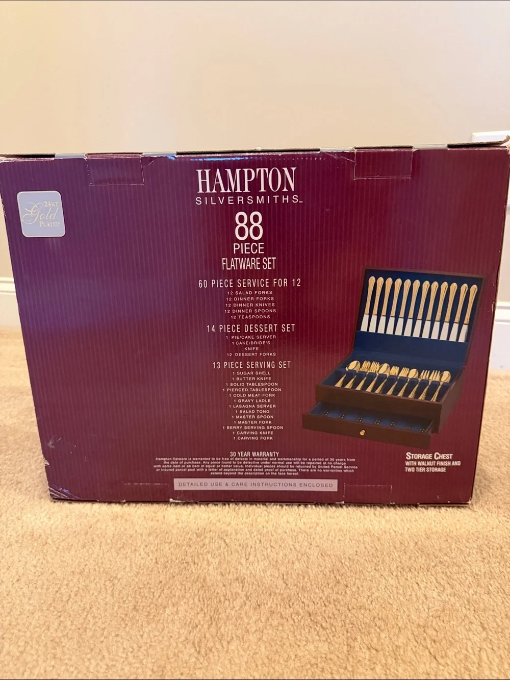 88-Piece Gold Flatware Set